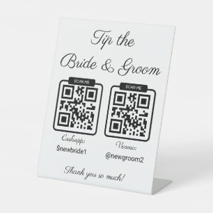 Signe De Table Astuce à la mariée et à la chambre QR Code Mariage