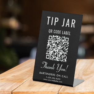 Signe De Table Astuce Jar QR Code noir Tablette