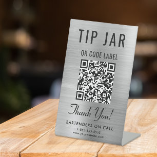 Signe De Table Astuce Jar QR Code Tablett Argent