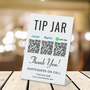 Signe De Table Astuce Jar Venmo Paypal Cashapp QR Codes Table