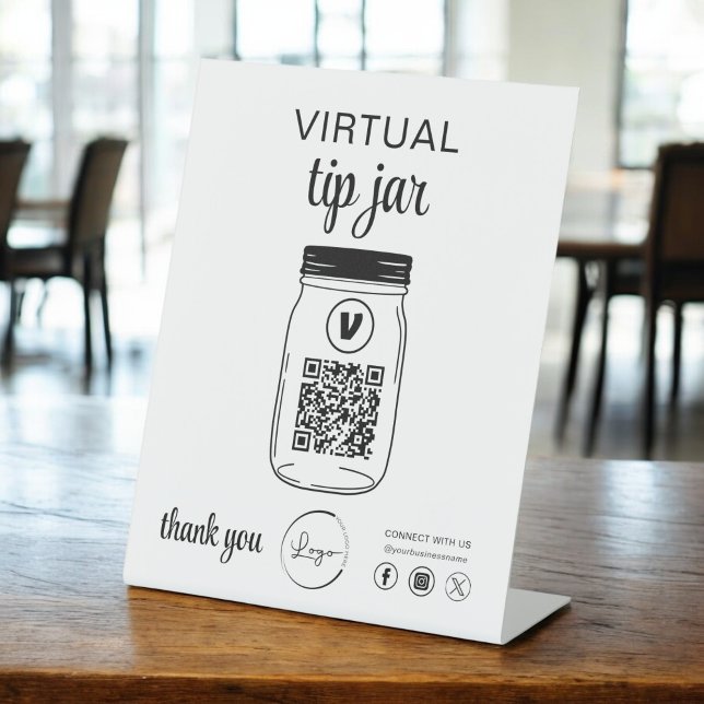 Signe De Table Astuce virtuelle Jar QR Code Logo Blanc (Créateur téléchargé)