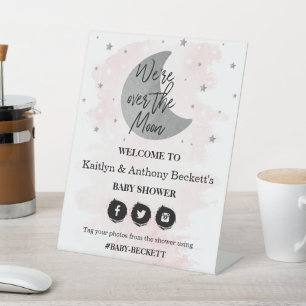 Signe De Table Au-Dessus De La Lune Accueil Baby shower Filles
