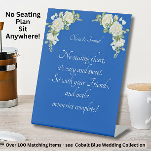 Signe De Table Aucun tableau de sièges - Mariage Cobalt bleu et b