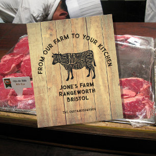 Signe De Table Autocollant de boeuf frais de la ferme Étiquette