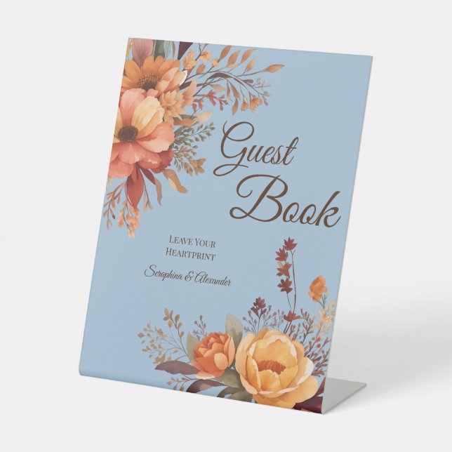 Signe De Table Automne aquarelle Rustique Floral Mariage Tabletop (Recto)