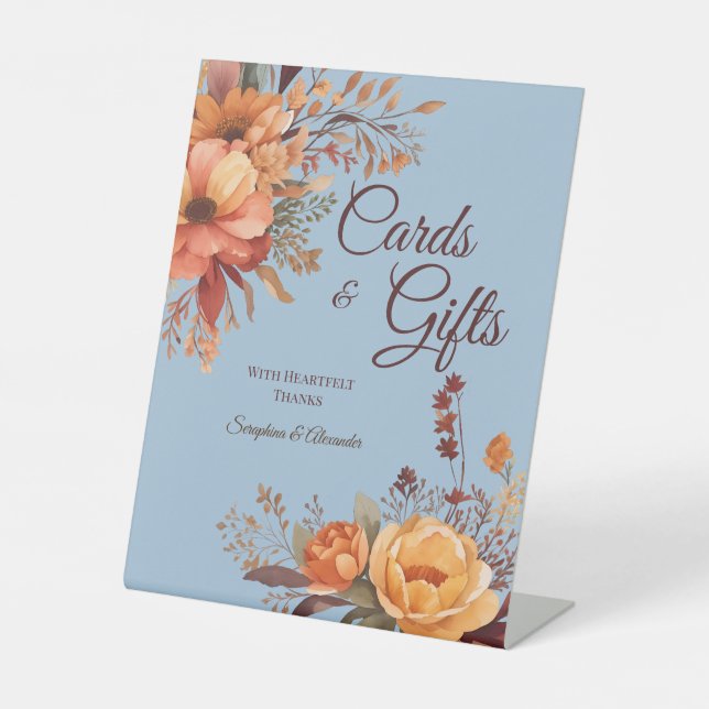 Signe De Table Automne aquarelle Rustique Floral Mariage Tabletop (Recto)