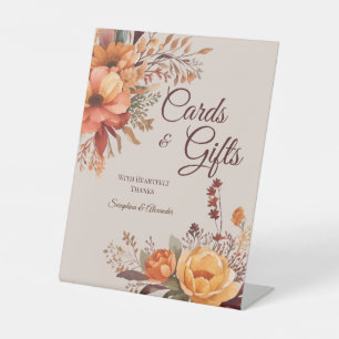 Signe De Table Automne aquarelle Rustique Floral Mariage Tabletop