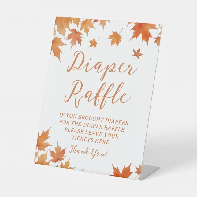 Signe De Table Automne Feuilles Baby shower Déchets Raffle (Recto)