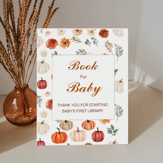 Signe De Table Automne Livres Citrouilles Pour Baby shower Bébé (Créateur téléchargé)