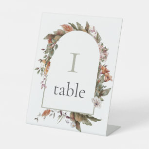 Signe De Table Automne Romance Arch Floral Mariage Numéro de tabl