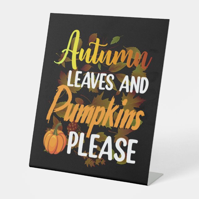 Signe De Table Autumn leaves and pumkins please funny halloween (Recto)