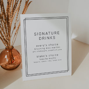 Signe De Table AVERT minimaliste moderne Mariage signature boisso