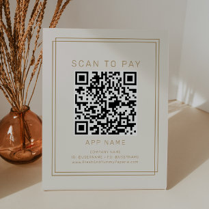 Signe De Table AVERY Crème Or Vintage Business Scan To Payer