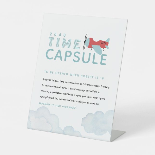 Signe De Table Avion Anniversaire heure Capsule, avion moderne (Recto)