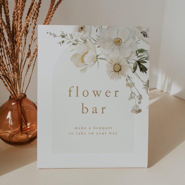 Signe De Table BABY SHOWER ALYSSA Boho Flower Bar (ALYSSA Boho Flower Bar Baby Shower Pedestal Sign)