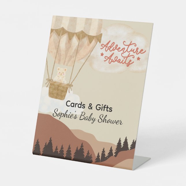 Signe De Table Baby shower Aventure Attente, Cartes & Cadeaux (Recto)