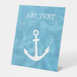 Signe De Table Baby shower bleu Ancre nautique