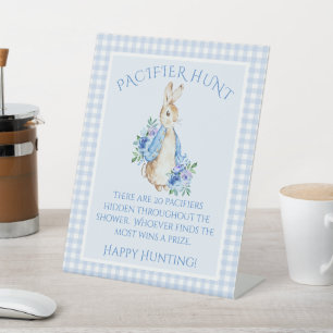 Signe De Table Baby shower bleu de Peter Rabbit
