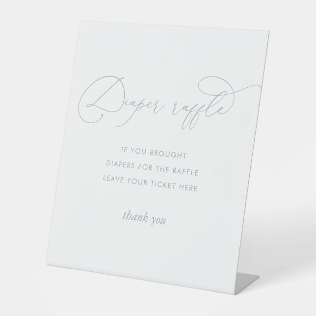Signe De Table Baby shower bleu Dusty Raffle (Recto)