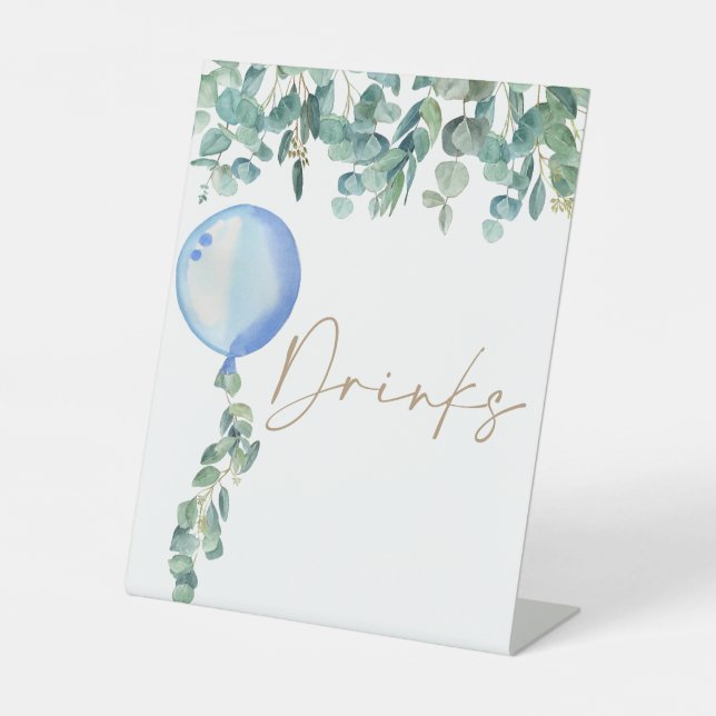 Signe De Table Baby shower bleu Eucalyptus Boissons (Recto)
