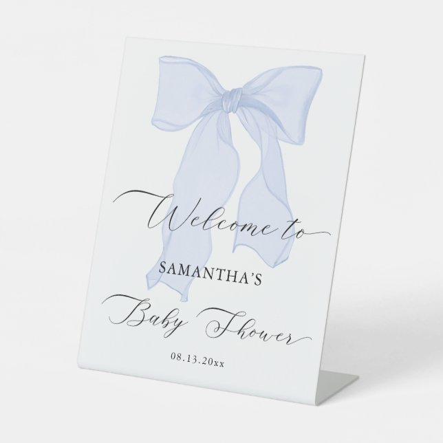 Signe De Table Baby shower Blue Bow (Recto)