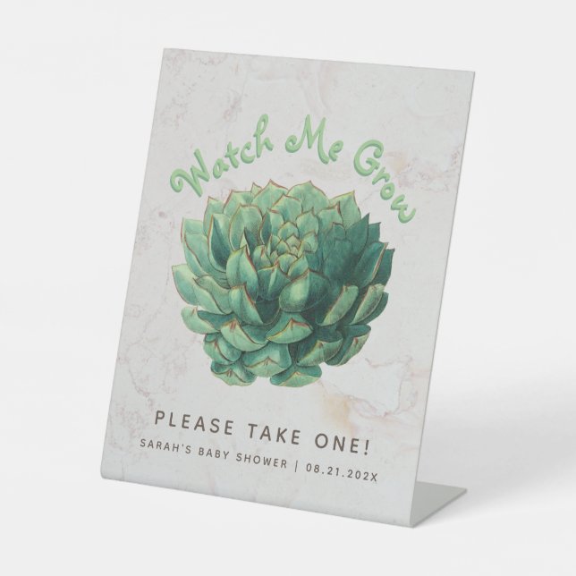 Signe De Table Baby shower botanique Succulent Me surveiller croi (Recto)