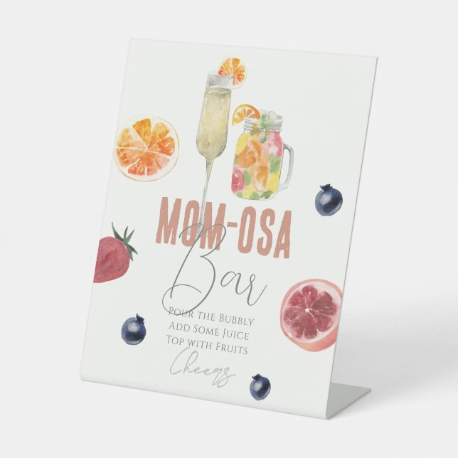 Signe De Table Baby shower/Brunch Aquarelle Mimosa/Maman-osa Bar (Recto)