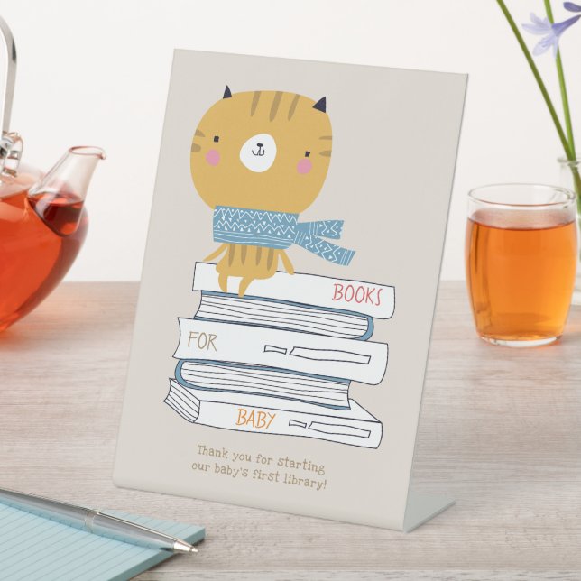 Signe De Table Baby shower caricature de chats orange (In SItu)