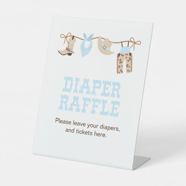Signe De Table Baby shower Cowboy Raffin de couche (Recto)