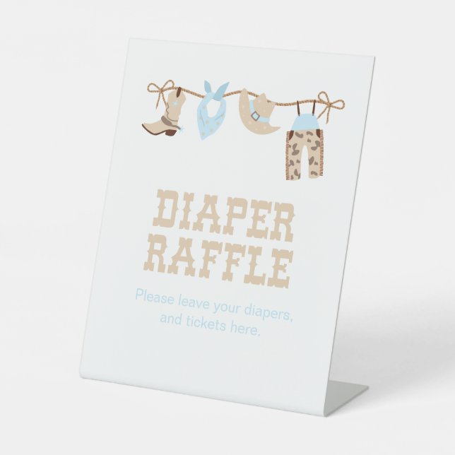 Signe De Table Baby shower Cowboy Raffin de couche (Recto)