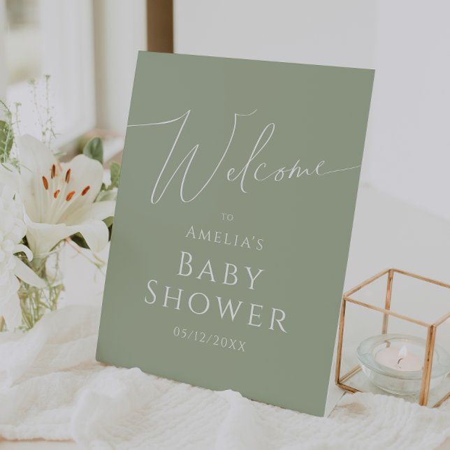Signe De Table Baby shower d'accueil Whimsical Sage Green (Créateur téléchargé)