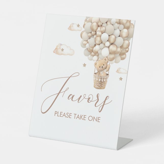 Signe De Table Baby shower d'aquarelle d'ours en peluche moderne  (Recto)