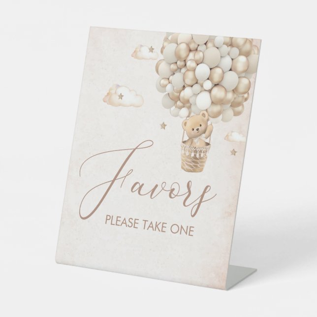 Signe De Table Baby shower d'aquarelle d'ours en peluche moderne  (Recto)