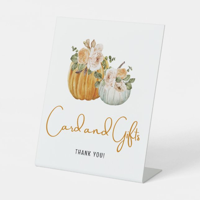 Signe De Table Baby shower d'automne Carte et Cadeaux Aquarelle (Recto)