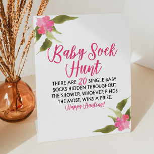 Signe De Table Baby shower de Chasse de Bébé Rose Floral Jeu