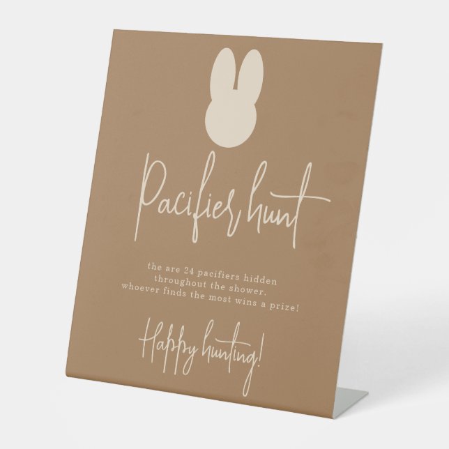 Signe De Table Baby shower de chasse simple Bunny Pacifier (Recto)