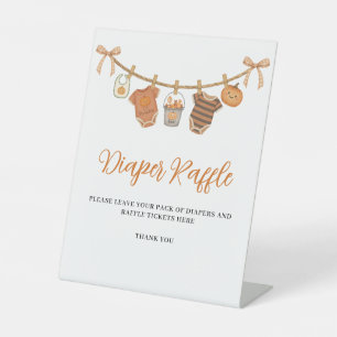 Signe De Table Baby Shower de Diaper Raffle Orange Halloween Mig