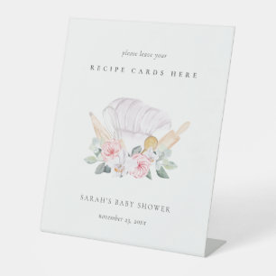 Signe De Table Baby shower de la carte de recette Floral Casquett