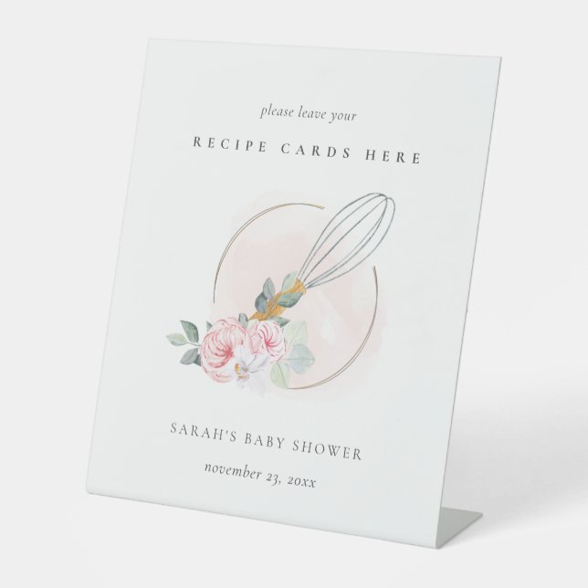Signe De Table Baby shower de la recette florale en bois blanc Wh (Recto)