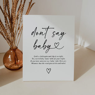 Signe De Table Baby shower de script moderne ne pas dire bébé sig