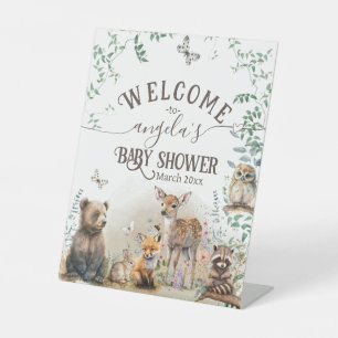 Signe De Table Baby shower de verdure des animaux des bois