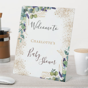 Signe De Table Baby shower de verdure eucalyptus accueil élégant