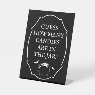 Signe De Table Baby shower d'Halloween noir Devinez combien de bo