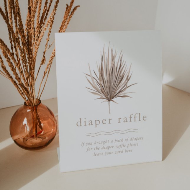 Signe De Table Baby shower Diaper Raffle Boho Beach (Zazzle Diaper Raffle Boho Beach Baby Shower Pedestal Sign)