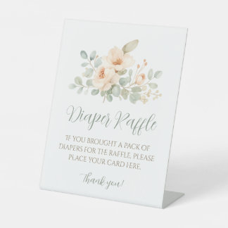 Signe De Table Baby Shower Diaper Raffle Sign Watercolor Flowers