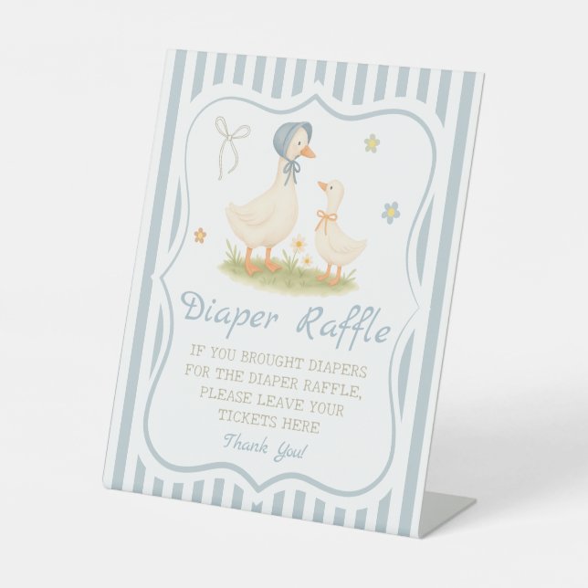 Signe De Table Baby shower d'oie bête bleu Raffle (Recto)