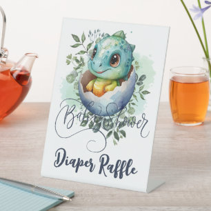 Signe De Table Baby shower Feuille Dinosaur Oeuf Cute Aquarelle