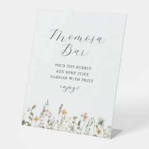 Signe De Table Baby shower Fleur sauvage aquarelle Momosa Bar