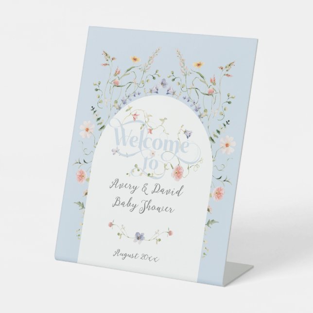 Signe De Table Baby shower fleur sauvage Blue Boy Bloom (Recto)