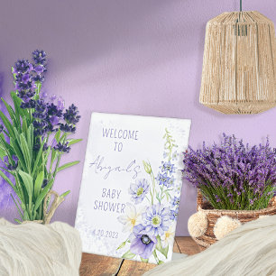 Signe De Table Baby shower Fleur sauvage Lavender Boho Bienvenue